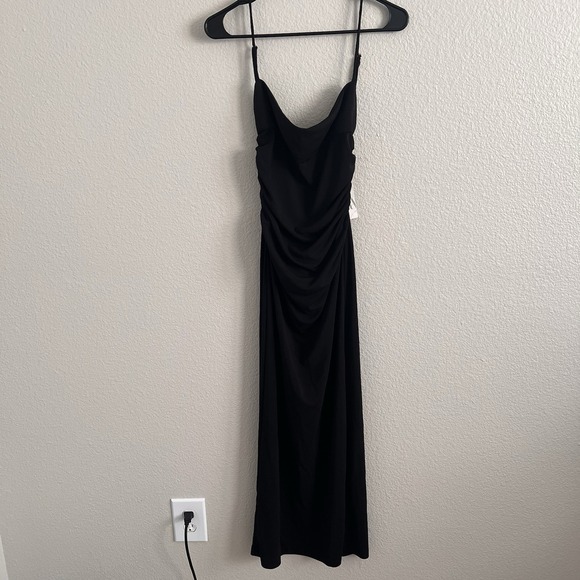 Zara Dresses & Skirts - Zara Medium Dress Maxi Black Lace Up Back Ruched Whimsigoth Glam NWT